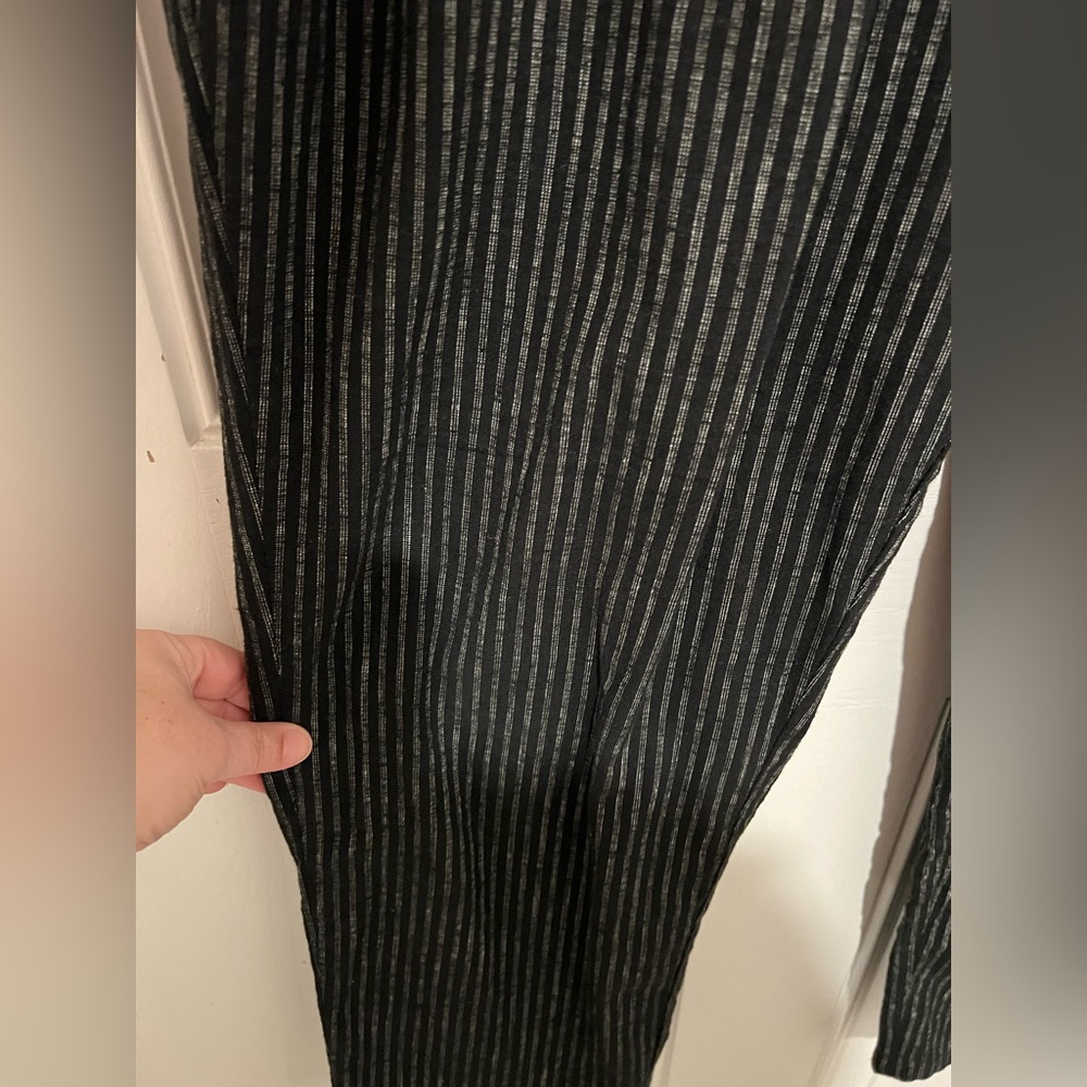 Sundance Amelia Linen Blend Pinstripe Black Trouser Paper Bag Pants Sz 14 Petite - Picture 8 of 16
